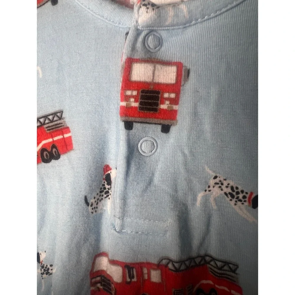Angel Dear Fire Truck Gown Baby 0-3M Blue Bamboo Viscose Dalmatian Dog Sleeper